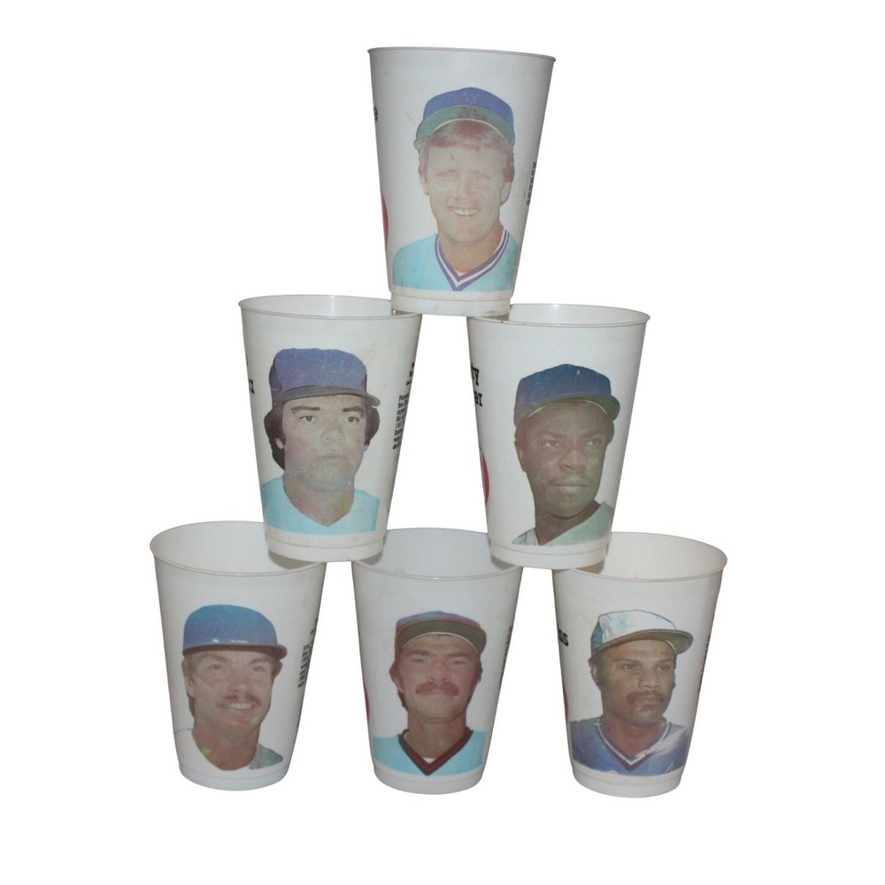 6 vintage 7-Eleven MLB Slurpee plastic cups Brett Valenzuela Cey Brett Baker lot